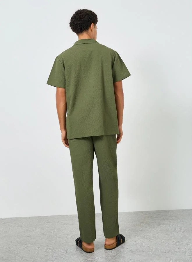 Take Two  Men Textured Olive Green Shirt and Pants Co-Ords for Men | Best Price UAE